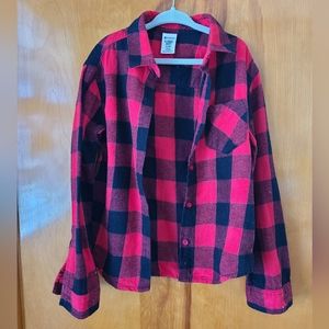 Red Black Flannel Girls Button Down 6/6x